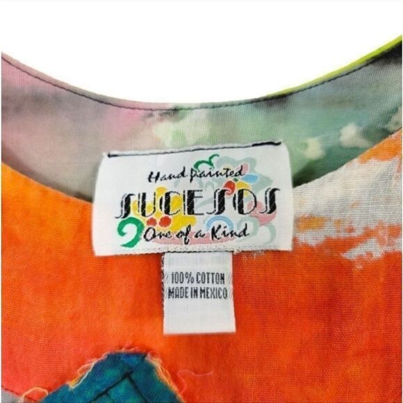 Sucesos Hand Painted One Of A Kind Painter's Palette Sleeveless Tank Dress OSFM - Picture 6 of 9